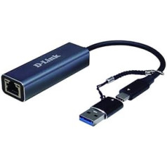 D-Link DUB-2315 USB-C/USB uz 2,5 gigabitu Ethernet adapteris (USB-C Thunderbolt 3 vai USB 3.0 līdz RJ45 2,5 gigabitu LAN personālajam datoram, MacBook Pro, MacBook Air, iPad Pro, Chromebook, Surface Pro utt.)