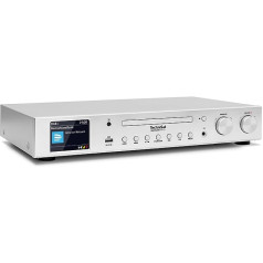 TechniSat DIGITRADIO 143 CD (V3) - digitālais HiFi uztvērējs, interneta radio (DAB+, FM, Bluetooth audio straumēšana, Spotify Connect, CD atskaņotājs, WiFi, platums 43,5 cm, lietotņu vadība, tālvadības pults) Sudrabs