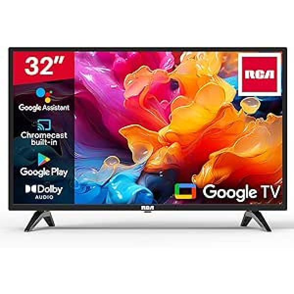 RCA TV 32 collu (80 cm) viedtelevizors, viedā māja, Google palīgs, balss vadība, Chromecast, Netflix, Prime Video, Google Play veikals DAZN, Disney+ utt.