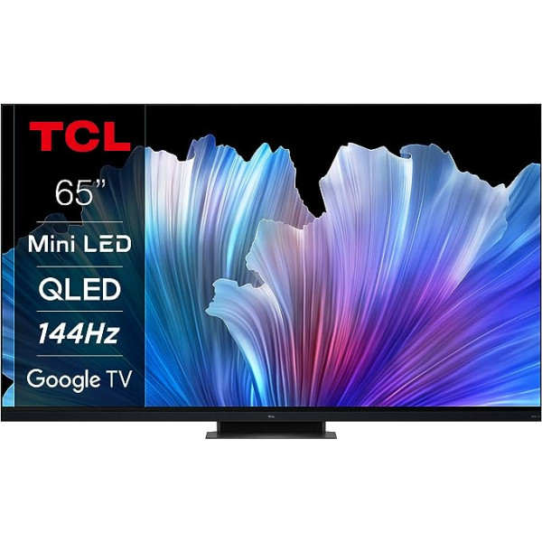 TCL 65C935 65 collu 164 cm QLED mini LED televizors, 4K UHD, Google TV, HDR Extreme, 2500 nits, 144 Hz VRR, 120 Hz kustības skaidrība, Dolby Vision & Atmos, 2.1.2 ONKYO Soundbar, balss vadība