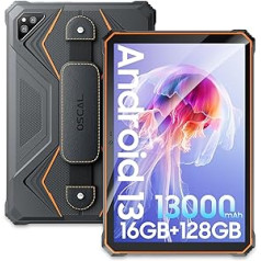 OSCAL āra planšetdators 10 collu Spider8, 16 GB + 128 GB Android 13 planšetdators, 13 000 mAh/33 W ātrā uzlāde, astoņkodolu, 2K FHD IP68 un IP69K ūdensizturīgs planšetdators, 16 MP + 13 MP, GPS BT 5GOT, 4GOT, dubultā SIM karte.