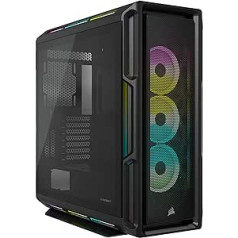 Corsair iCUE 5000T RGB Mid-Tower ATX datora korpuss - 208 vadāmas RGB gaismas diodes - vieta vairākiem 360 mm radiatoriem - Trīs integrēti CORSAIR LL120 RGB ventilatori - Commander Core XT kontrolieris - melns