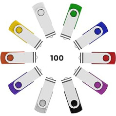 KOOTION Pack of 100 USB Sticks 1 GB Memory Sticks USB 2.0 100 Pieces Colourful Data Stick Memory Stick Metal 1G Set Thumb Drive Pack of 100 Flash Drives 1 Gbyte Flash Sticks USB Flash Drives