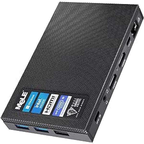 MeLE Klusāks bez ventilatora Mini PC 4C, Intel N100 (līdz 3,4 GHz), mini galddators, 8 GB LPDRR4x RAM, 128 GB PCle3.0, Windows 11pro mikro dators