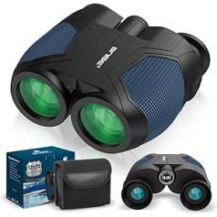 Compact Binoculars for Adults and Children, 12 x 25, Small Binoculars with Low Light Vision for Bird Watching, Theatre and Concerts, Hunting and Sports Games