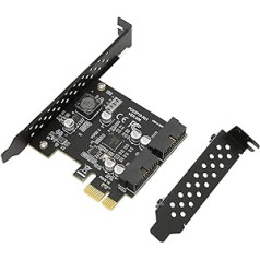 Dpofirs PCIe uz USB 3.2 Gen 1 karte, PCIe uz USB 3.2 Gen 2 adaptera karte 2 USB3.2 GEN1 19PIN PCI Express (PCIe) paplašināšanas karte USB karte galddatora atbalstam Windows (19PIN Black Board)