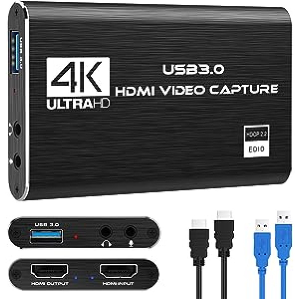 Rybozen spēļu tveršanas karte USB 3.0 video tveršanas karte HD 1080P HDMI video ierakstīšana ar tiešraides ierakstītāja ierīces straumēšanas tveršanas karte operētājsistēmai Windows Linux OS X