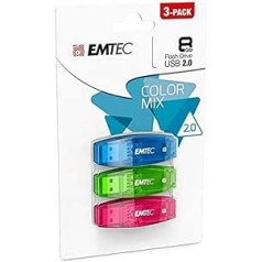 Emtec C410 8GB USB-Stick USB 2.0 Color Mix - 3er Pack (Orange Gelb Rose)