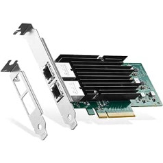 Binardat 2 portu 10G Ethernet PCIe tīkla adapteris, Intel X540 mikroshēmas LAN kontrolieris, 10G/1G/100Mbps Ethernet RJ45 NIC karte operētājsistēmai Windows/Linux/VMware