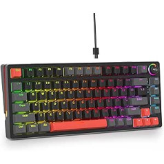 SOLIDEE 75% Mechanical Gaming Keyboard, Hot-swappable Keyboard with Pink Switch, RGB Backlight, 83 Keys Keyboard, PBT Compact NKRO Keyboard with Volume Control (83 Orange)