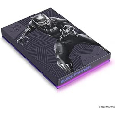 Seagate FireCuda 2TB pārnēsājams ārējais cietais disks, kas saderīgs ar PS4, PS5, Xbox One/Series, PC, Marvel Edition Black Panther, USB 3.2, ietver 3 gadu glābšanas pakalpojumu (STKL2000401)