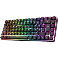 SPIRIT OF GAMER Wireless Bluetooth Gaming Keyboard TKL RGB QWERTZ 65% Semi-Mechanical Keys with Backlight of 25 Anti-Ghosting Compatible with PC Smartphone & Tablet