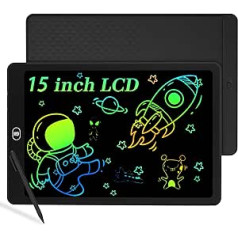 KidsPark LCD rakstīšanas planšetdators 15 collu krāsains grafiskais zīmēšanas planšetdators bērniem, pārnēsājams dzēšams zīmēšanas dēlis, izglītojoša rotaļlieta zēniem, meitenēm, melna