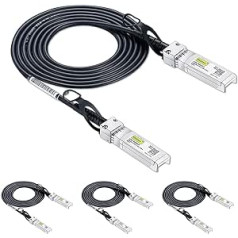 10Gtek SFP+ DAC Twinax Cable 3 m (9.8 ft), 10G SFP+ to SFP+ Direct Attach Copper Passive Cable for Cisco SFP-H10GB-CU3M, Ubiquiti UniFi, TP-Link, Netgear, D-Link, Zyxel, Mikrotik and More (Pack of 4)