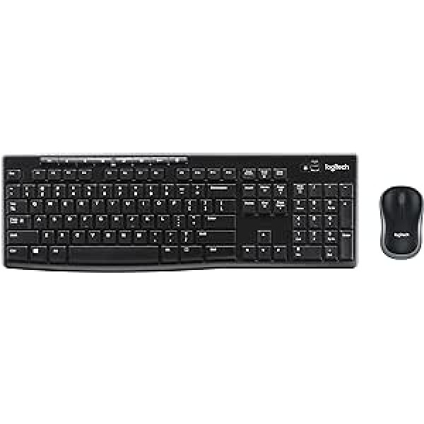 Logitech MK270 bezvadu tastatūras un peles komplekts, 2,4 GHz bezvadu savienojums, ilgs akumulatora darbības laiks, operētājsistēmai Windows un ChromeOS, angļu valodas QWERTY izkārtojums - melns