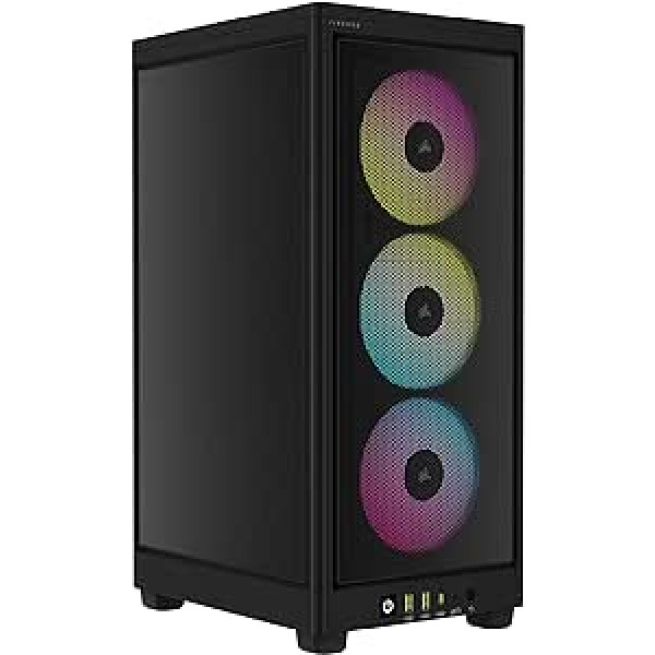 Corsair iCUE 2000D RGB Airflow PC Case Mini ITX - Form Mini-ITX - Steel Plates - 3 x Slim AF120 RGB Included - iCUE Lighting Node Core Controller - Black