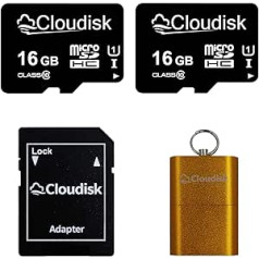 Cloudisk 2 Pack Micro SD Card MicroSD Memory Card with SD Card Adapter (2 Pack 16GB)