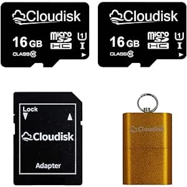 Cloudisk 2 pack Micro SD karte MicroSD atmiņas karte ar SD kartes adapteri (2 pack 16 GB)