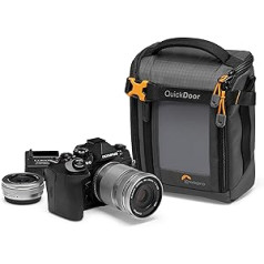 Lowepro GearUp Creator Box Medium II, Mirrorless and DSLR Camera Case, Camera Bag with QuickDoor Access, Made from Recycled Material, Orange Padded Inner Compartments, Grey