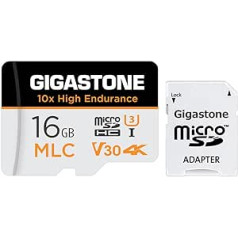 [10x High Endurance] Gigastone MLC 16GB Industrial MicroSDXC Card with Adapter, 95/30MB/s 4K Video Recording for Security Cam, Dash Cam, U3 V30 C10 [5-Year Free Data Recovery]