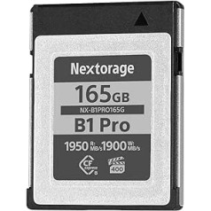 Nextorage CFexpress 165 GB īpaši ātra VPG400 B tipa atmiņas karte - maksimālais lasīšanas ātrums - 1950 MB/s - maksimālais rakstīšanas ātrums 1900 MB/s (B1 Pro sērija)