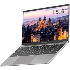 WOZIFAN Laptop 15.6 Inch 256 GB SSD 2.4G+5G WiFi with Win 11 Expansion Notebook Intel 6GB RAM 1080 FHD Bluetooth USB HDMI with Wireless Mouse and German Keyboard Sticker Grey