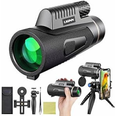 Ant Warrior Monocular Telescope, 12 x 50 Monocular Telescope Adult with Smartphone Holder, Tripod Waterproof Compact Monocular Telescope for Bird Watching, Hunting, Concert, Sports, Outdoors