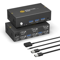 USB 3.0 HDMI KVM Switch 2 PC 2 monitori 8K @ 60Hz, HDMI 2.1, HDCP2.3, KVM slēdži Divi monitori ar 3 USB 3.0 portiem, saderīgi ar plašu sistēmu un ierīču klāstu