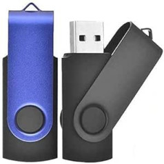 EASTBULL 2 x 4 GB USB zibatmiņas disks, melns zils ar bezmaksas auklu