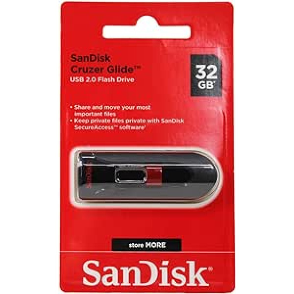 SanDisk Cruzer Glide 2.0 USB Flash Drive 32GB 3-Pack (Share, Store and Protect Files, SecureAccess Software, 128-bit AES Encryption, Password Protection) Black