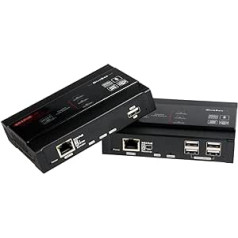Mirabox 4K HDMI USB KVM paplašinātājs IP CAT5e/CAT6 līdz 328 pēdām, ārkārtīgi zems ilgums, EDID pārvaldība, atbalsta Gigabit POE tīkla slēdzi, UHD 4K@30Hz YUV 4:4:4 un 5.1ch/7.1ch/DTS/Dolby Audio