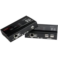 Mirabox 4K HDMI USB KVM Extender Over IP CAT5e/CAT6 up to 328ft, Utral-Low Lentency, EDID Management, Supports Gigabit POE Network Switch, UHD 4K@30Hz YUV 4:4:4 and 5.1ch/7.1ch/DTS/Dolby Audio