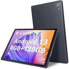 XCX Tablet 10 Zoll Android 13 planšetdatori 8-Core, 8GB+128GB(TF 1TB) 5G/2.4G WiFi, Bluetooth 5.0, 5000mAh planšetdators, 5MP+8MP, 1280*800 HD (Schwarz)