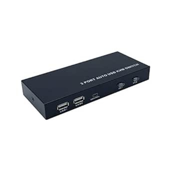 AISENS - A111-0400 HDMI KVM Switch 4K @ 60Hz USB 1U-2PC with Power Supply Black