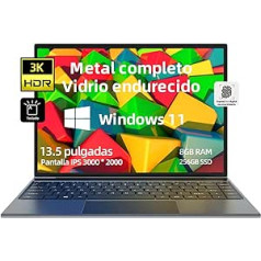 Generisch Laptop 13.5 Inch Windows 11 Notebook, N4120 Quad Core, 8GB RAM + 256GB SSD, 3000 x 2000 IPS Panel, Backlit Keyboard, Fingerprint Reader, Full Metal