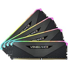 Corsair Vengeance RGB RT 32GB (4 x 8GB) DDR4 3600MHz C18 atmiņa (dinamisks RGB apgaismojums, optimizēts AMD 300/400/500 sērijai, Intel 300/400/500 sērijai) Melns