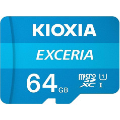 KIOXIA 128GB Exceria microSD atmiņas karte U1 Class 10 100MB/s Max lasīšanas ātrums, Full HD video ierakstīšana, zila