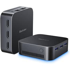 Blackview Mini PC MP80 16 GB LPDDR5 RAM 512 GB M.2 SSD, Intel N5095 mini dators, 4K UHD mini galddators Windows 11, trīs HDMI, Gigabit Ethernet, 5G WiFi, biznesam/mājas kinozālei