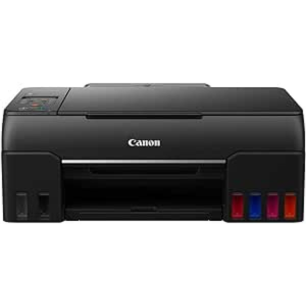 Canon PIXMA G650 MegaTank daudzfunkciju printera tintes printera skenera kopētājs (4800 x 1200 dpi, fotoprinteris 10 x 15 cm, LCD displejs, WLAN, bezvadu drukāšana, automātiska ieslēgšana/izslēgšana) melns