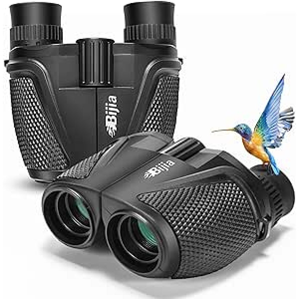 BIJIA 12 x 25 HD Bright Binoculars, Easy to Focus, BAK4 Prism, FMC Lens, Waterproof, for Adults, Children, Travel, Hiking, Bird Watching, Hunting, Concerts