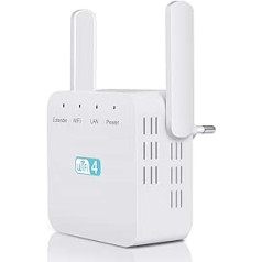 WLAN Verstärker WLAN atkārtotājs 300Mbit/s WiFi atkārtotājs WiFi Verstärker 2,4GHz, ar LAN/WAN portu, 4 antenas, atbalsta 35 Gevices, saderīgs ar Allen standarta maršrutētāju, A(TI) 32