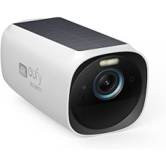 eufy Security eufyCam 3, āra novērošanas kamera, 4K bezvadu novērošanas kamera, saules enerģija ar sejas noteikšanas AI, krāsaina nakts redzamība, vietējā krātuve, saules novērošanas kamera