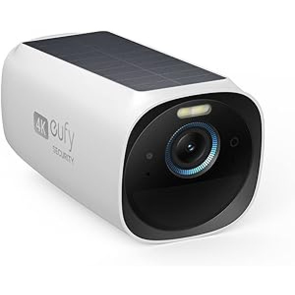 eufy Security eufyCam 3, āra novērošanas kamera, 4K bezvadu novērošanas kamera, saules enerģija ar sejas noteikšanas AI, krāsaina nakts redzamība, vietējā krātuve, saules novērošanas kamera