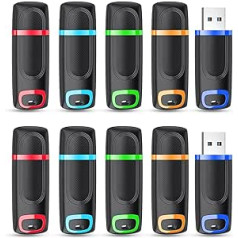 10 USB atmiņu komplekts 128 GB, Vansuny USB atmiņas zibatmiņa 128 GB 2.0, 10 USB 128 GB datu krātuves dublējumkopija personālajam datoram/galddatoram/klēpjdatoram/automašīnas audio/spēļu konsolēm (krāsas)