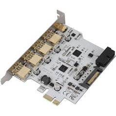 ASHATA PCI-E to USB3.0 Type-C Adapter with 4 Ports Expansion Card Slot Dual Interface Card