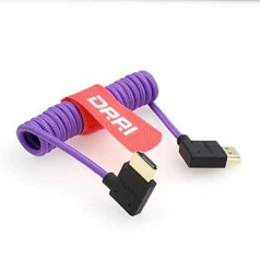 DRRI 8K HDMI to HDMI 2.1 Ultra High Speed Braided Coiled Cable for Sony A7III a7s3, Atomos Ninja V (Left HDMI, Right HDMI, Purple Braided, Coiled)