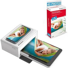 AGFA Photo Realipix Moments Printer Pack + Cartridges and Papers for 40 Extra Photos - Bluetooth Photo Printing 10 x 15 cm Smartphone Apple and Android, 4 Pass Sublimation Thermal - White