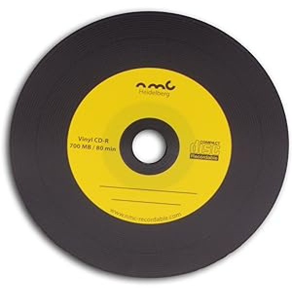 25 Vinila CD-R NMC Gelb Carbon Dye komplekts Schwarze Rückseite CD-Rohling 700MB