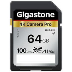 Gigastone 4K Camera Pro 64GB SDXC Memory Card with up to 100MB/sec for Canon Sony Nikon Olympus Digital Cameras 4K UHD Video Recording UHS-I U3 V30 Class 10