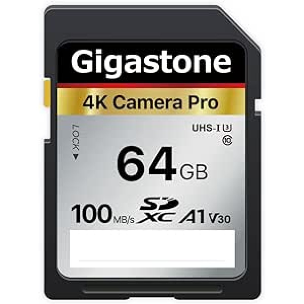 Gigastone 4K Camera Pro 64GB SDXC Memory Card with up to 100MB/sec for Canon Sony Nikon Olympus Digital Cameras 4K UHD Video Recording UHS-I U3 V30 Class 10